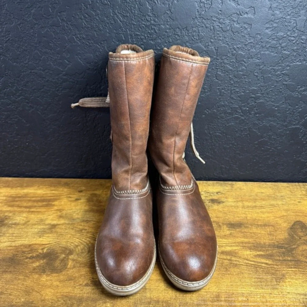 White Mountain Tivia W23519Z Brown Fabric Faux Fur Mid-Calf Boots Womens Size 6M